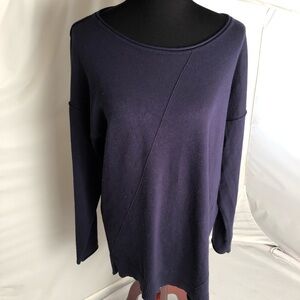 Verve Ami navy blue boat neck tunic sweater